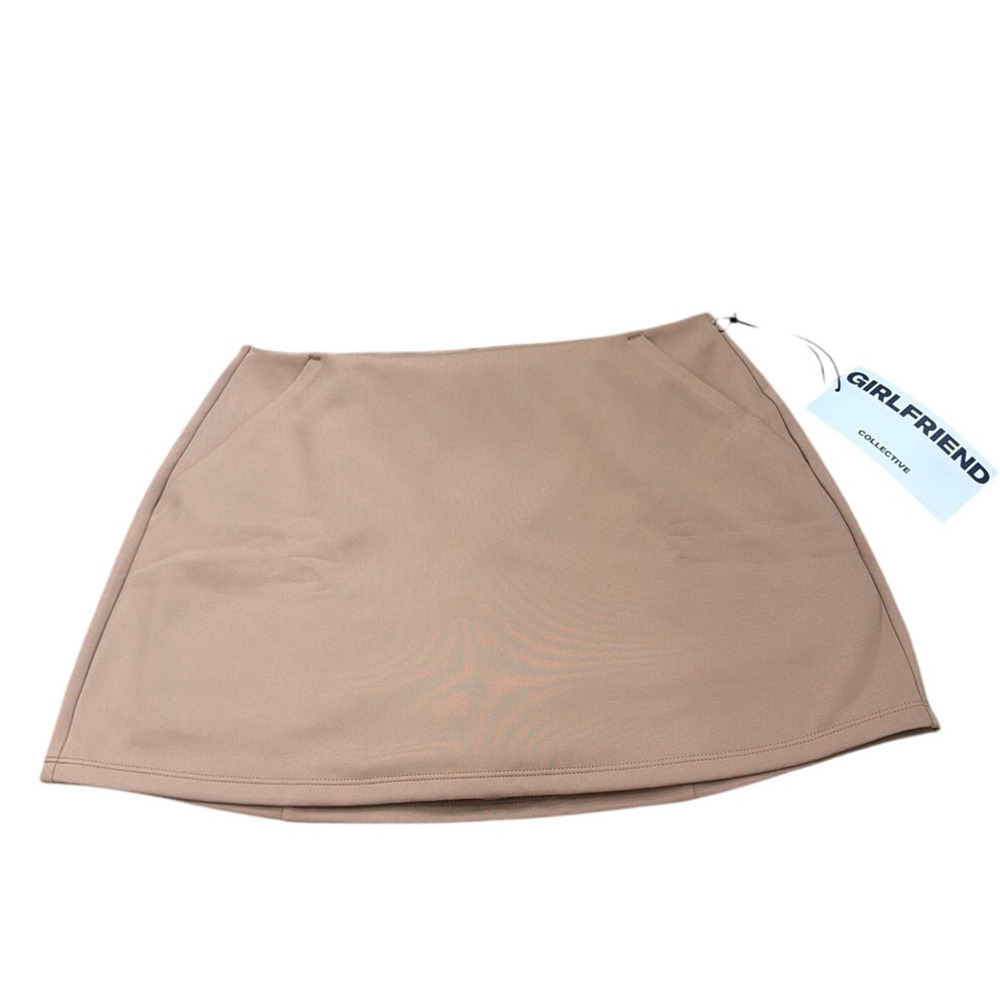Girlfriend Collective 4094 Lola Mini Skort Woodsmoke/Tan Size Large New